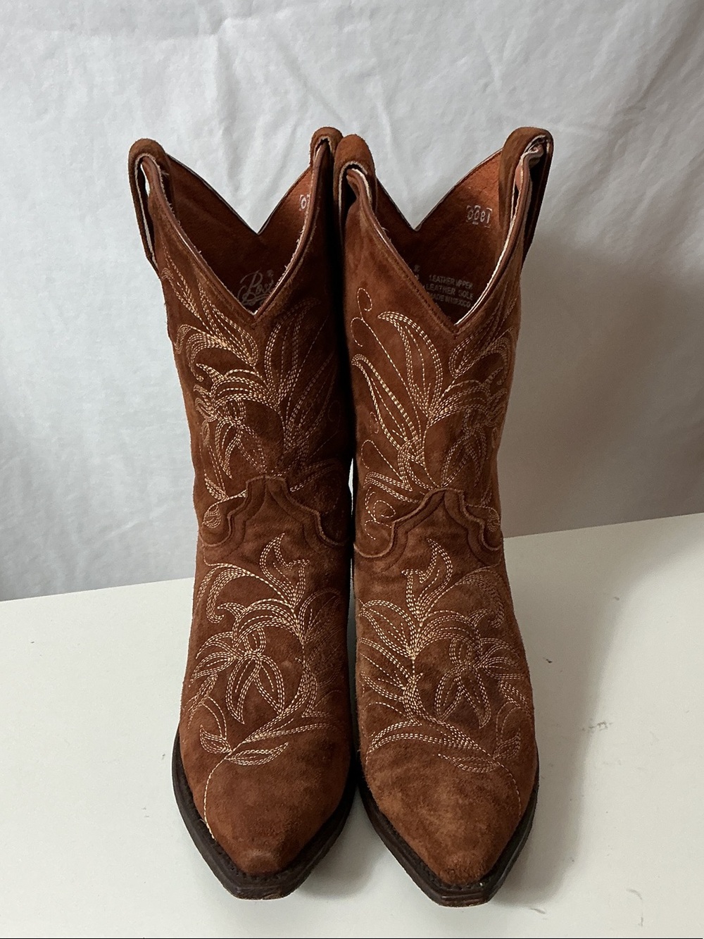 Dan Post Chestnut Suede Embroidered Western Heeled Boots
